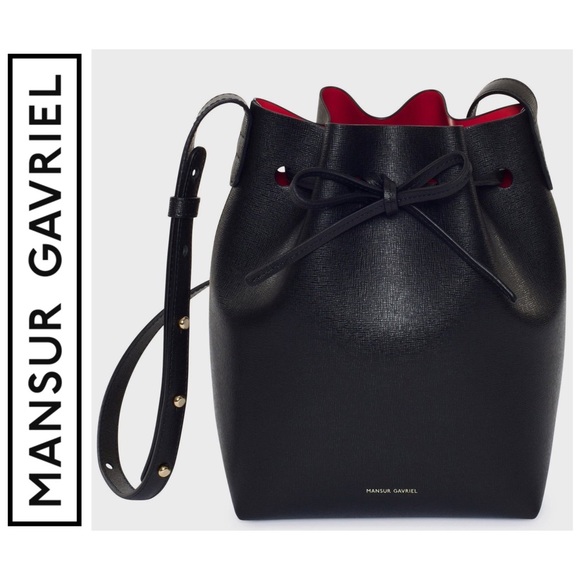 Mansur Gavriel Handbags - Mansur Gavriel Black Saffiano Mini Bucket Bag EUC
